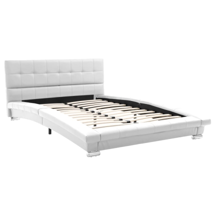 Bed Frame White Faux Leather 106x203 cm  King Single - Image 3