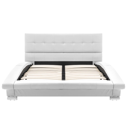 Bed Frame White Faux Leather 106x203 cm  King Single - Image 4