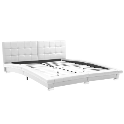 Bed Frame White Faux Leather 153x203 cm  Queen - Image 3