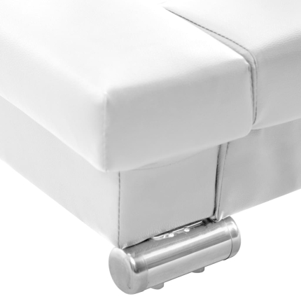 Bed Frame White Faux Leather 153x203 cm  Queen - Image 7