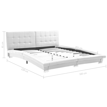 Bed Frame White Faux Leather 153x203 cm  Queen - Image 8