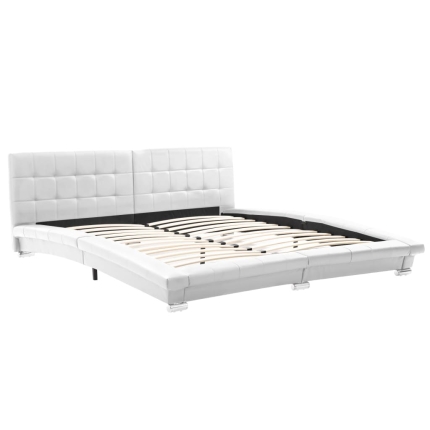 Bed Frame White Faux Leather 183x203 cm  King - Image 3