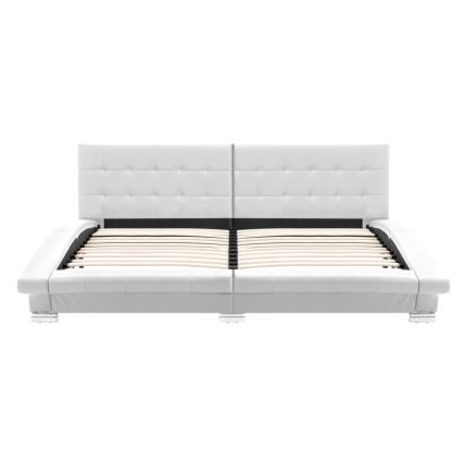 Bed Frame White Faux Leather 183x203 cm  King - Image 4