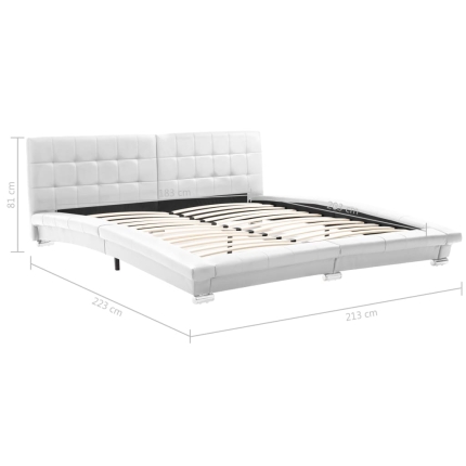 Bed Frame White Faux Leather 183x203 cm  King - Image 8