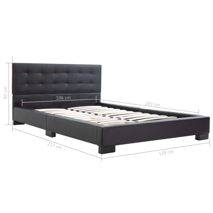 Bed Frame Black Faux Leather 106x203 cm  King Single - Image 6