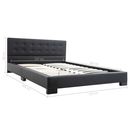 Bed Frame Black Faux Leather 137x187 cm  Double - Image 6