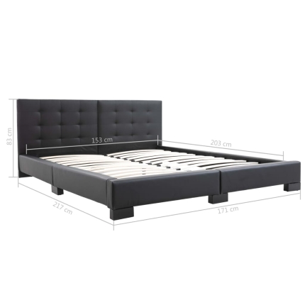 Bed Frame Black Faux Leather 153x203 cm  Queen - Image 8