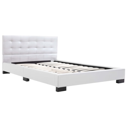 Bed Frame White Faux Leather 106x203 cm King Single - Image 2