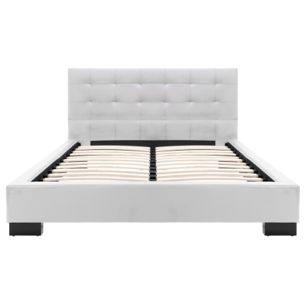 Bed Frame White Faux Leather 106x203 cm King Single - Image 3