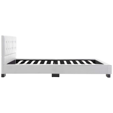 Bed Frame White Faux Leather 106x203 cm King Single - Image 4