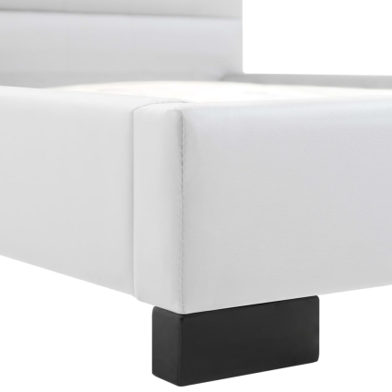 Bed Frame White Faux Leather 106x203 cm King Single - Image 5