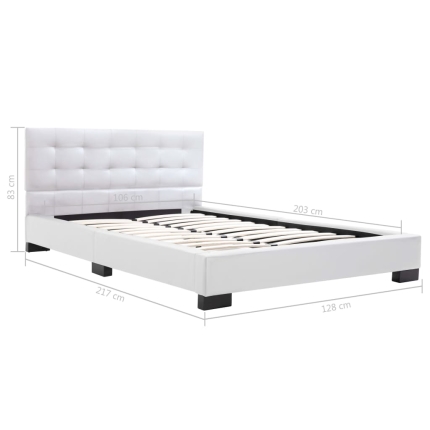Bed Frame White Faux Leather 106x203 cm King Single - Image 6