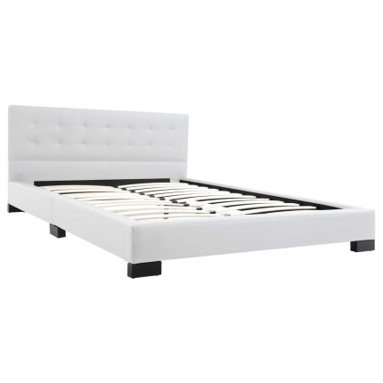 Bed Frame White Faux Leather 137x187 cm  Double - Image 2
