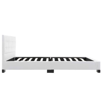 Bed Frame White Faux Leather 137x187 cm  Double - Image 4