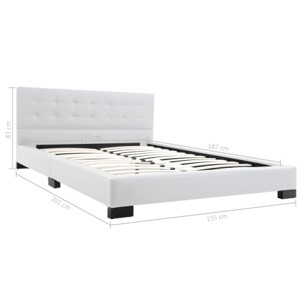 Bed Frame White Faux Leather 137x187 cm  Double - Image 6