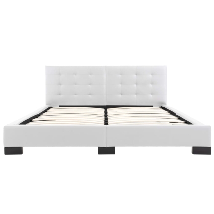 Bed Frame White Faux Leather 153x203 cm  Queen - Image 2