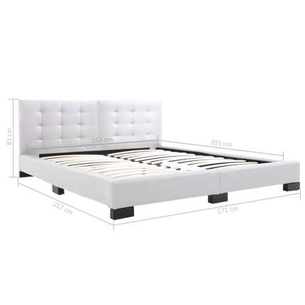 Bed Frame White Faux Leather 153x203 cm  Queen - Image 5