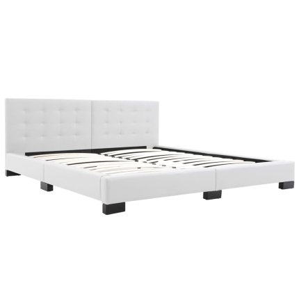 Bed Frame White Faux Leather 183x203 cm  King - Image 2