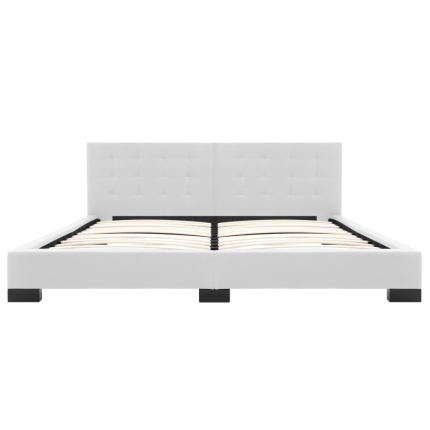 Bed Frame White Faux Leather 183x203 cm  King - Image 3