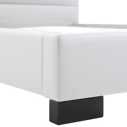 Bed Frame White Faux Leather 183x203 cm  King - Image 5