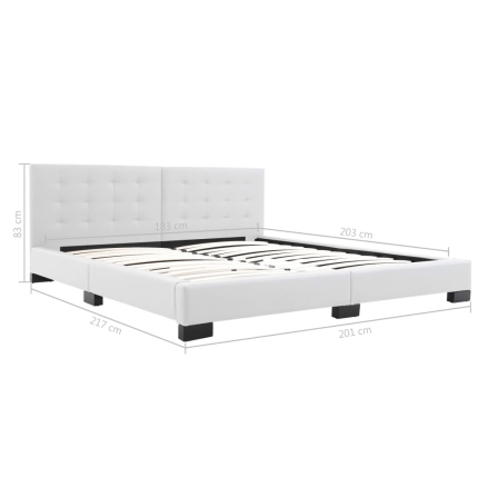 Bed Frame White Faux Leather 183x203 cm  King - Image 6