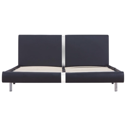 Bed Frame Black Faux Leather Double - Image 3