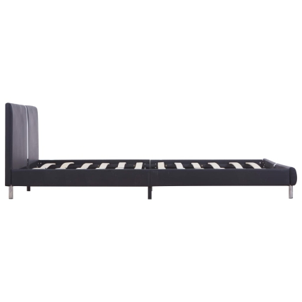 Bed Frame Black Faux Leather Double - Image 4