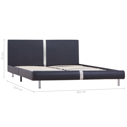 Bed Frame Black Faux Leather Queen - Image 6