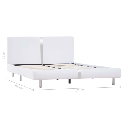 Bed Frame White Faux Leather King - Image 6