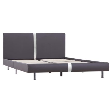 Bed Frame Grey Faux Leather Double - Image 2