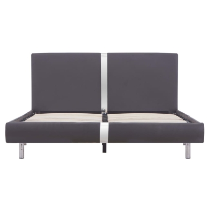 Bed Frame Grey Faux Leather Double - Image 3
