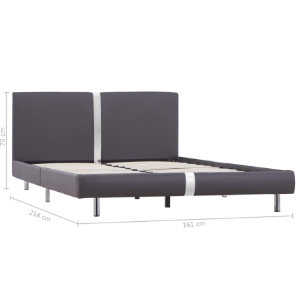 Bed Frame Grey Faux Leather Double - Image 6