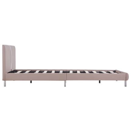 Bed Frame Cappuccino Faux Leather Queen - Image 4