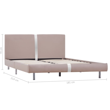 Bed Frame Cappuccino Faux Leather Queen - Image 6