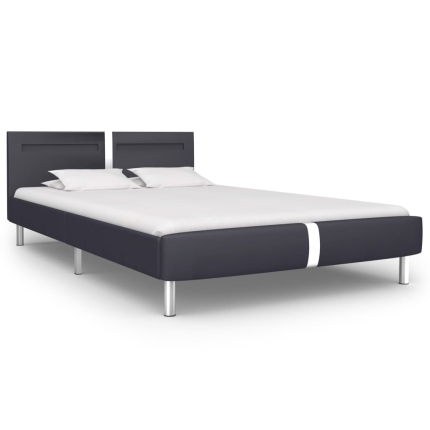 Bed Frame with LED Black Faux Leather Queen - Image 2