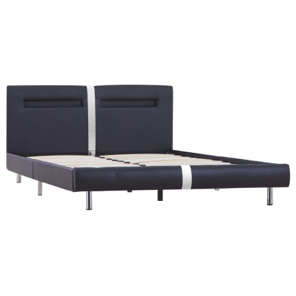 Bed Frame with LED Black Faux Leather Queen - Image 3