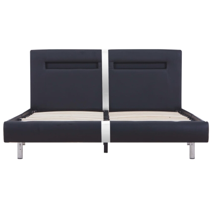 Bed Frame with LED Black Faux Leather Queen - Image 4