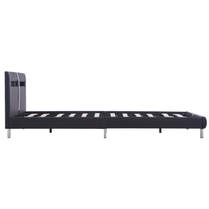 Bed Frame with LED Black Faux Leather Queen - Image 5