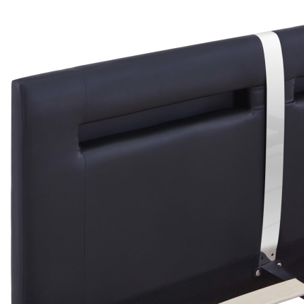 Bed Frame with LED Black Faux Leather Queen - Image 6