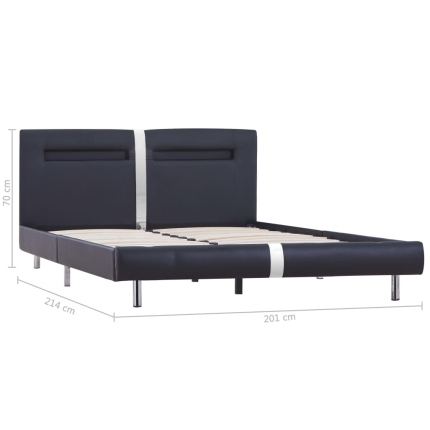 Bed Frame with LED Black Faux Leather King - Image 8