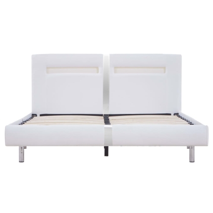 Bed Frame with LED White Faux Leather King Single - Image 4