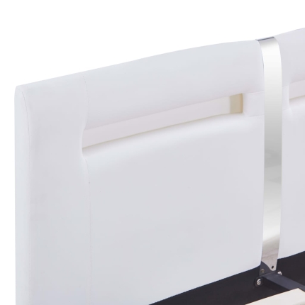 Bed Frame with LED White Faux Leather King Single - Image 6