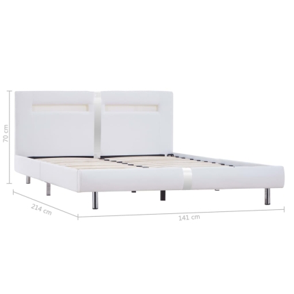Bed Frame with LED White Faux Leather King Single - Image 8