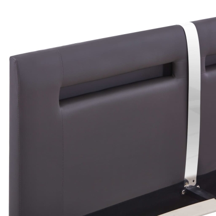 Bed Frame with LED Grey Faux Leather King - Image 6