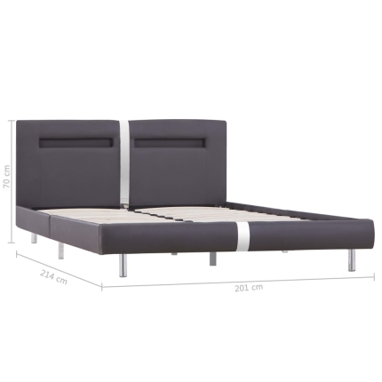 Bed Frame with LED Grey Faux Leather King - Image 8