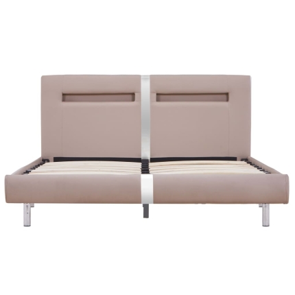 Bed Frame with LED Cappuccino Faux Leather Queen - Image 4