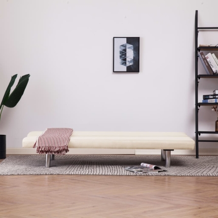 Sofa Bed Cream Polyester - Image 3