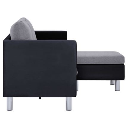 3-Seater Sofa with Cushions Black Faux Leather - Image 6