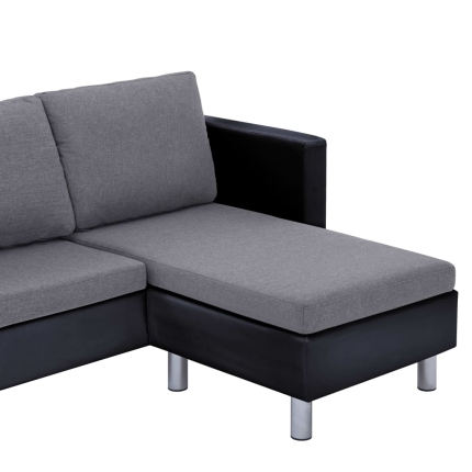 3-Seater Sofa with Cushions Black Faux Leather - Image 8