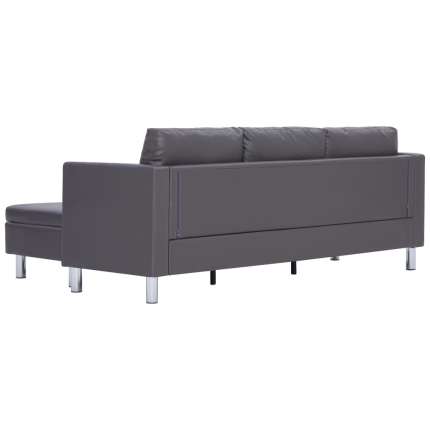 3-Seater Sofa with Cushions Grey Faux Leather - Image 6